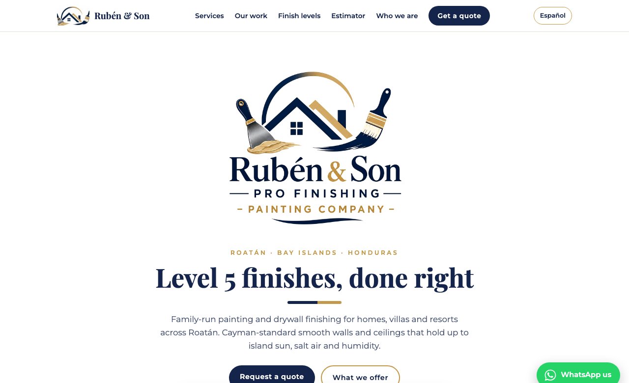 Ruben and Son Pro Finishing website homepage